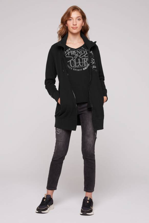 Soccx Lange Sweatjacke mit hohem Kragen black Flash Sale
