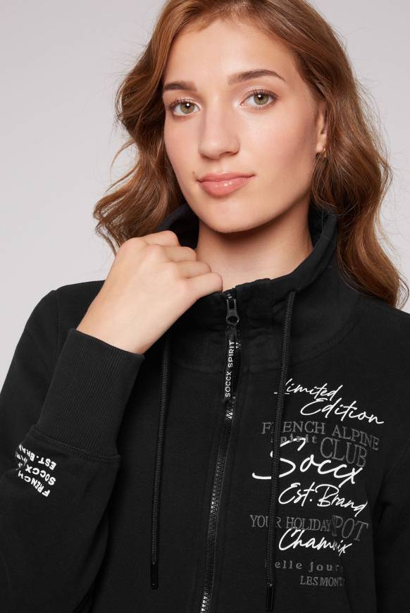 Soccx Lange Sweatjacke mit hohem Kragen black Flash Sale