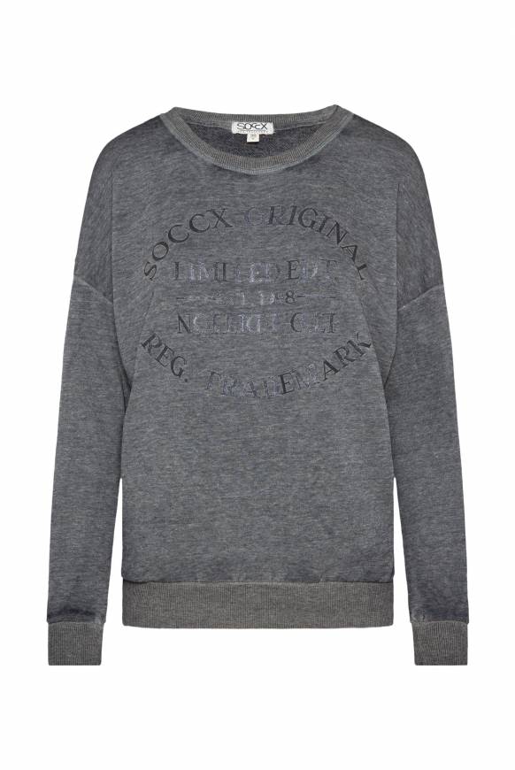 Soccx Sweatshirt mit Ausbrenner-Effekten und Print blue navy Online Shopping