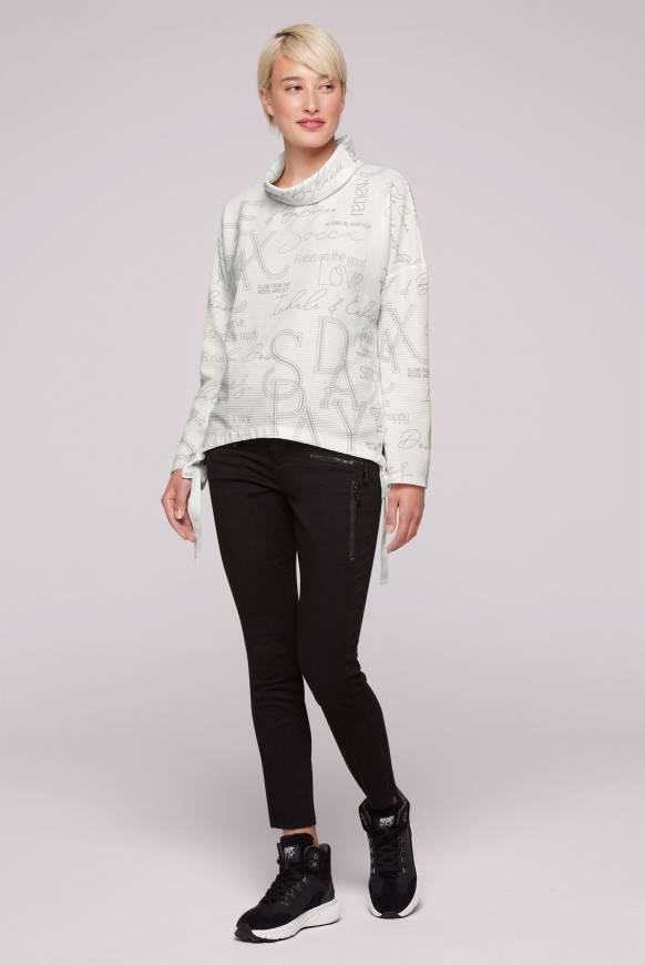 Soccx Strukturiertes Sweatshirt mit All Over Print opticwhite Cyber Monday