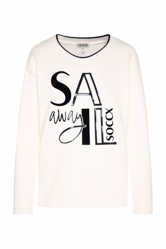 Soccx Bonded Sweatshirt mit Glossy-Print ivory Osterangebot