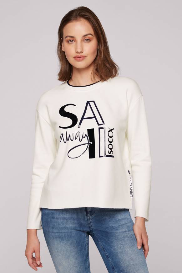 Soccx Bonded Sweatshirt mit Glossy-Print ivory Osterangebot