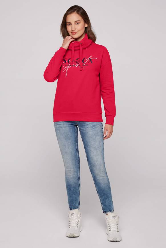 Soccx Sweatshirt mit hohem Kragen und Logo Print clear red Muttertagsangebot