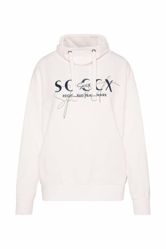 Soccx Sweatshirt mit hohem Kragen und Logo Print ivory Vatertagsangebot