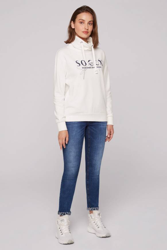 Soccx Sweatshirt mit hohem Kragen und Logo Print ivory Vatertagsangebot