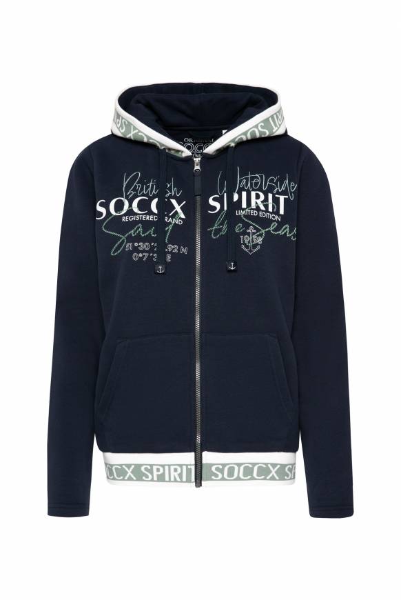 Soccx Kapuzensweatjacke mit Intarsia-Logo-Details blue navy Valentinstagsangebot