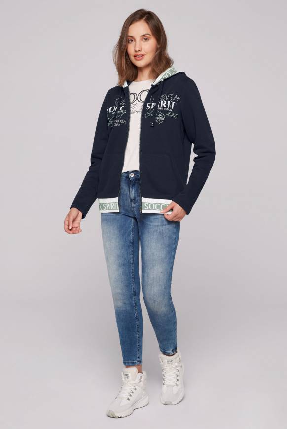 Soccx Kapuzensweatjacke mit Intarsia-Logo-Details blue navy Valentinstagsangebot