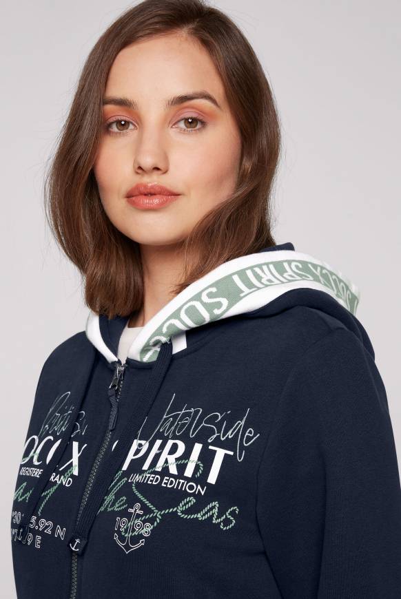 Soccx Kapuzensweatjacke mit Intarsia-Logo-Details blue navy Valentinstagsangebot