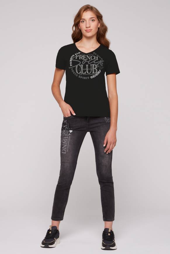 Soccx T-Shirt mit V-Ausschnitt und Print black Neueste Mode