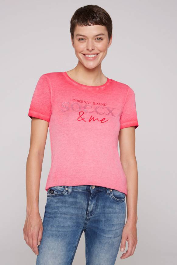 Soccx Basic Logo T-Shirt Oil Dyed clear red Große Rabatte