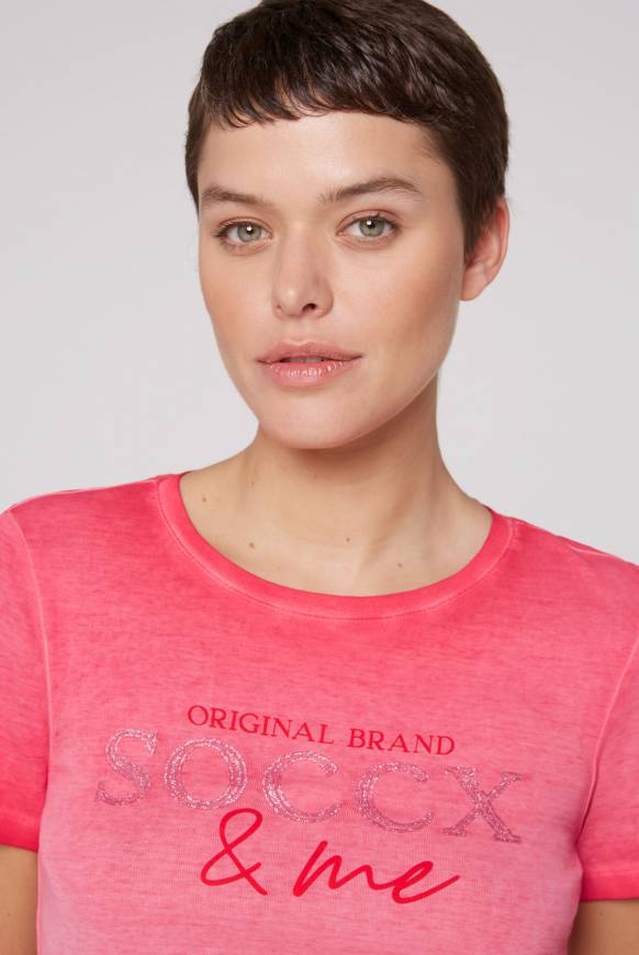 Soccx Basic Logo T-Shirt Oil Dyed clear red Große Rabatte