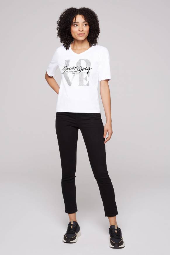 Soccx T-Shirt mit V-Ausschnitt und Print opticwhite Bestseller