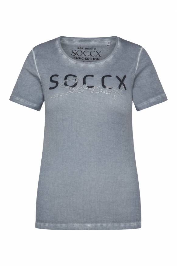Soccx Basic Logo T-Shirt Oil Dyed cold grey Räumungsverkauf