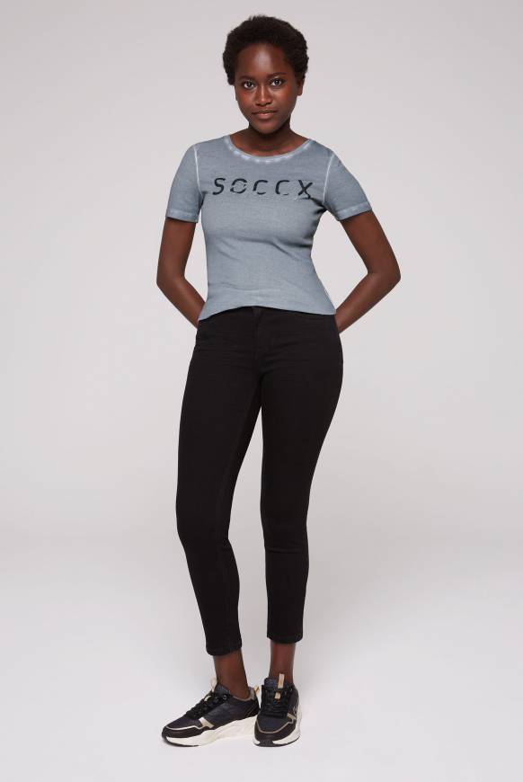 Soccx Basic Logo T-Shirt Oil Dyed cold grey Räumungsverkauf