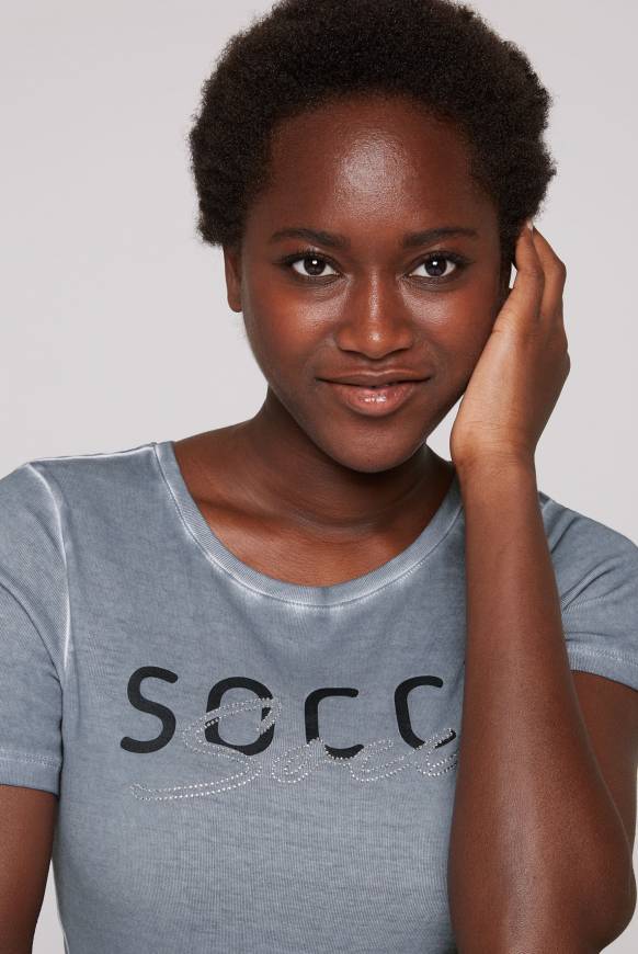Soccx Basic Logo T-Shirt Oil Dyed cold grey Räumungsverkauf