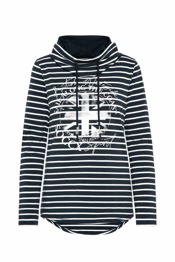 Soccx Ringelshirt mit hohem Kragen und Rubber-Artwork blue navy Tiefpreis