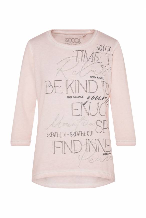 Soccx Shirt mit Wording Print und Schmucksteinen rose blush Begrenzte Freigabe