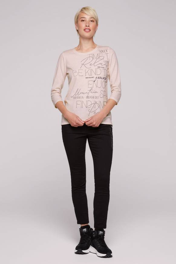 Soccx Shirt mit Wording Print und Schmucksteinen rose blush Begrenzte Freigabe