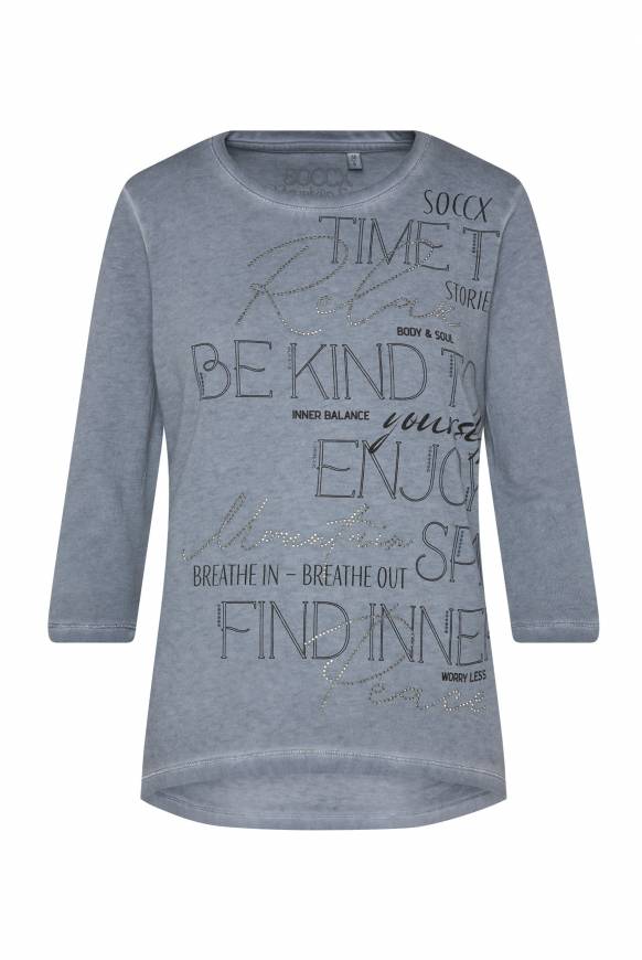 Soccx Shirt mit Wording Print und Schmucksteinen cold grey Letzte 3 Tage