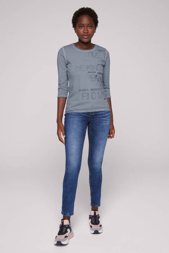 Soccx Shirt mit Wording Print und Schmucksteinen cold grey Letzte 3 Tage