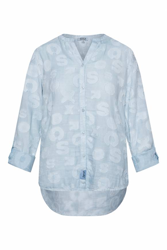 Soccx Bluse Oil Dyed mit Intarsia-Muster cool blue Neueste Stile