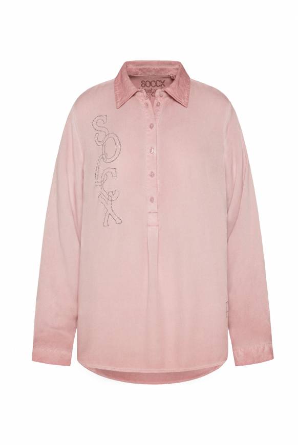 Soccx Longbluse Oil Dyed mit Logo aus Schmucksteinen rose blush Letzte 2 Tage