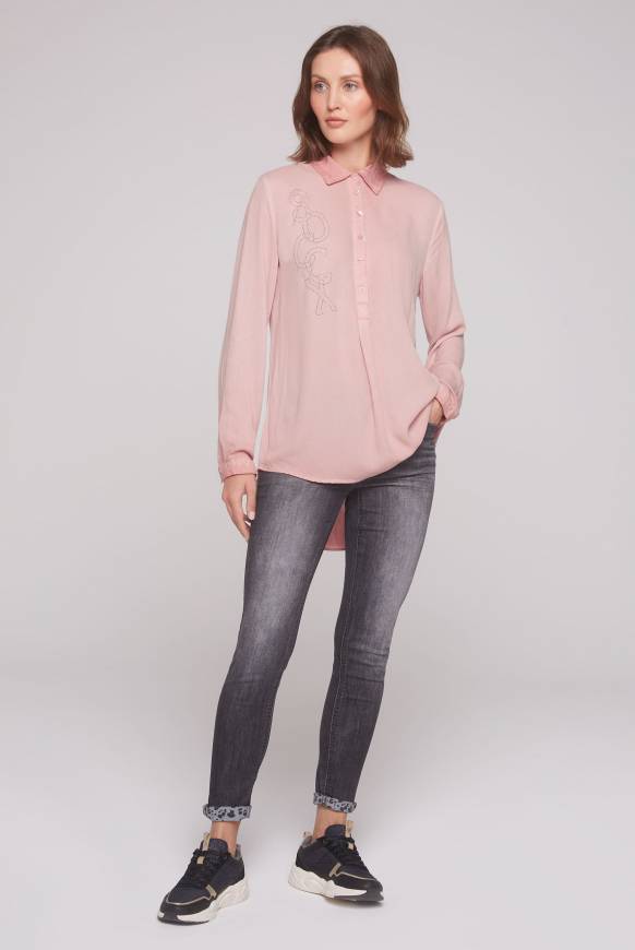 Soccx Longbluse Oil Dyed mit Logo aus Schmucksteinen rose blush Letzte 2 Tage