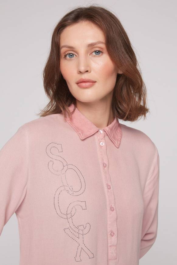Soccx Longbluse Oil Dyed mit Logo aus Schmucksteinen rose blush Letzte 2 Tage