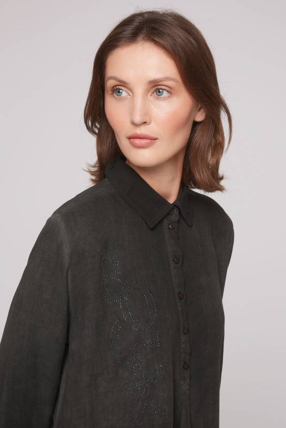 Soccx Longbluse Oil Dyed mit Logo aus Schmucksteinen black Letzter Tag