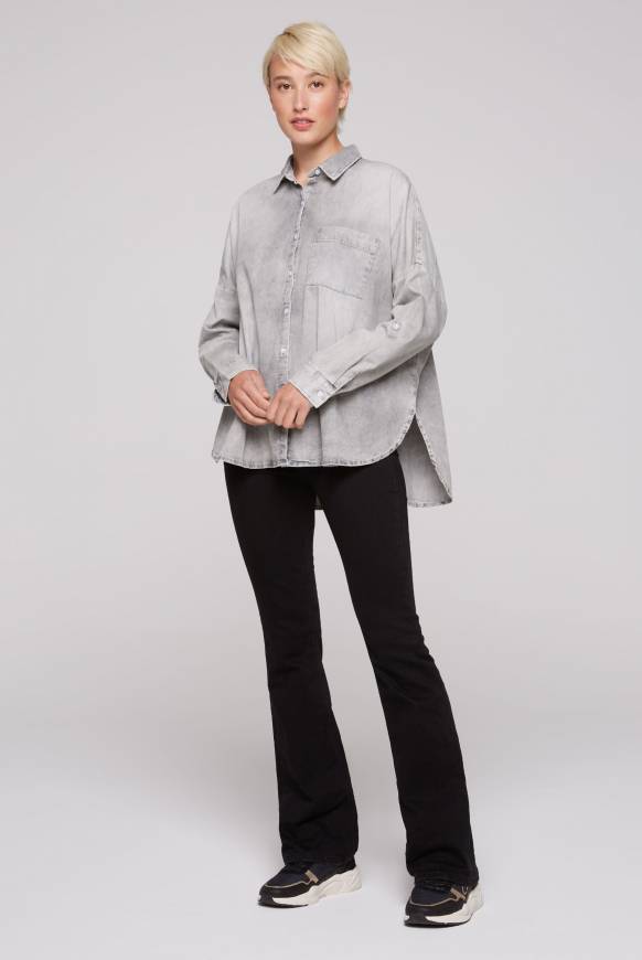 Soccx Oversized Denim-Bluse mit Print light grey bleached Bis zu 50% Rabatt