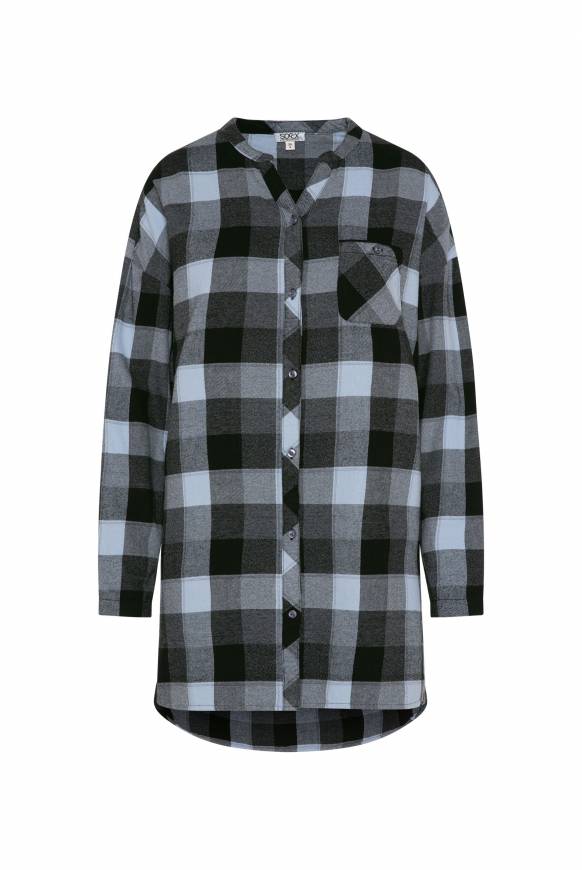 Soccx Lange Karobluse aus Flanell cozy blue Bis zu 60% Rabatt