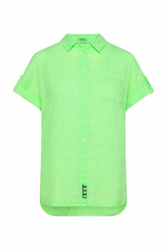 Soccx Oversized Leinenbluse mit Logostickerei fresh lime Bis zu 55% Rabatt