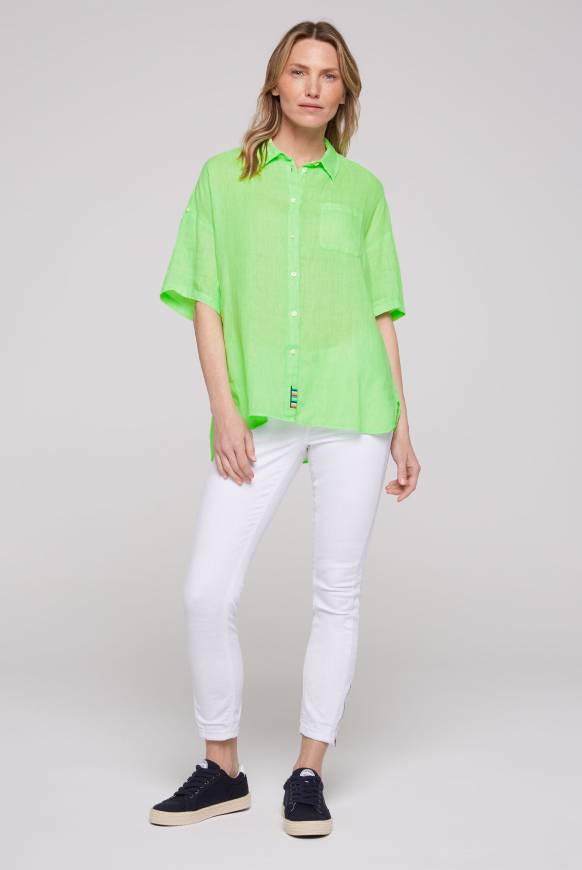 Soccx Oversized Leinenbluse mit Logostickerei fresh lime Bis zu 55% Rabatt