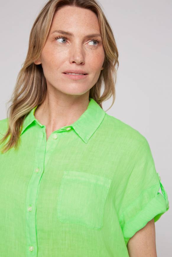 Soccx Oversized Leinenbluse mit Logostickerei fresh lime Bis zu 55% Rabatt