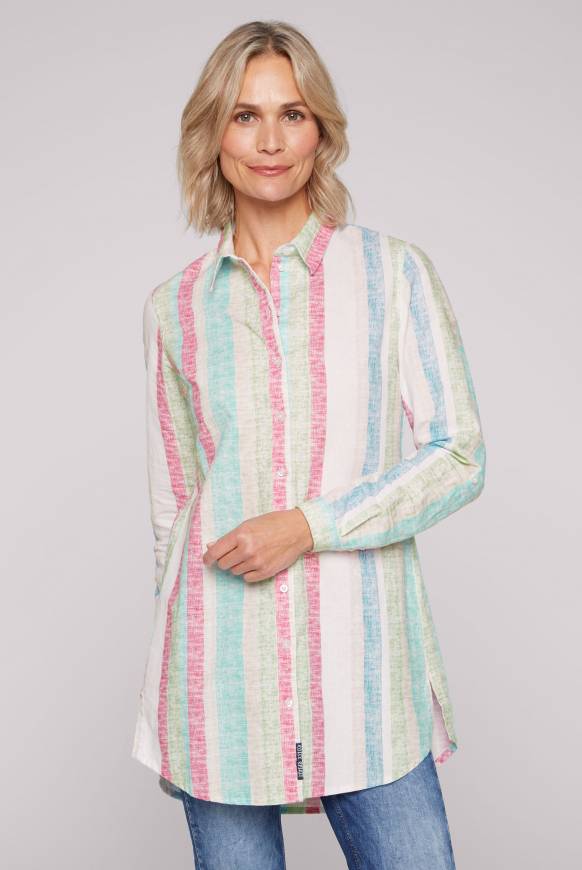 Soccx Bunt gestreifte Leinenbluse multi color