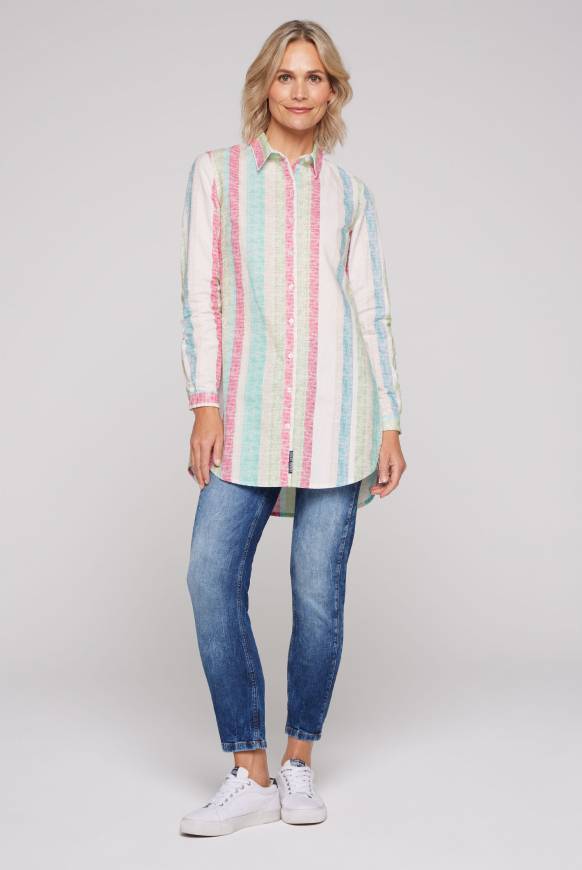 Soccx Bunt gestreifte Leinenbluse multi color Discount Store für neue Produkte