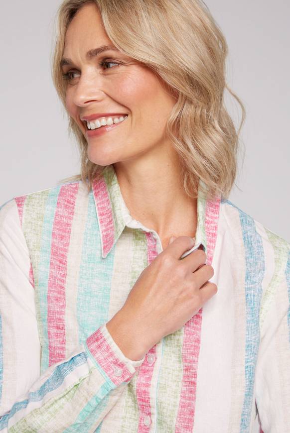 Soccx Bunt gestreifte Leinenbluse multi color Discount Store für neue Produkte