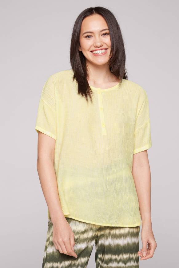 Soccx Kurzarmbluse mit Crèpe-Struktur faded yellow