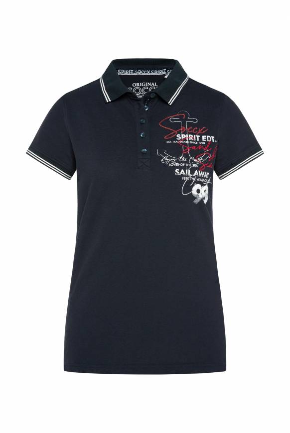 Soccx Pikee-Polo mit Rücken-Artwork blue navy Super Rabatt