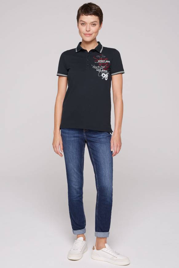 Soccx Pikee-Polo mit Rücken-Artwork blue navy Super Rabatt