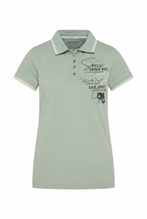 Soccx Pikee-Polo mit Rücken-Artwork muted aqua Riesige Rabatte