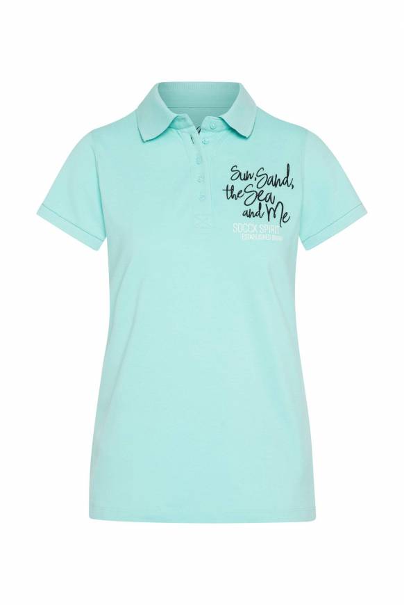 Soccx Pikee-Polo mit Rücken-Artwork flash aqua Clearance-Verkauf