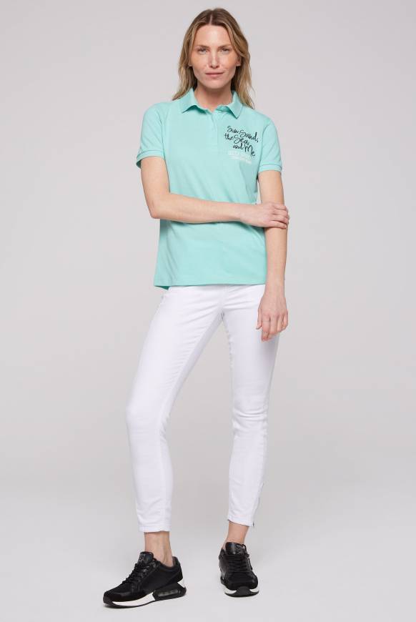 Soccx Pikee-Polo mit Rücken-Artwork flash aqua Clearance-Verkauf