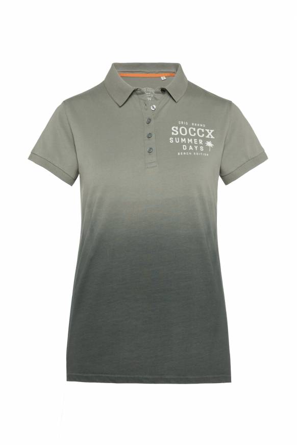 Soccx Poloshirt Dip Dye mit Rücken-Artwork sage green Fabrikladen