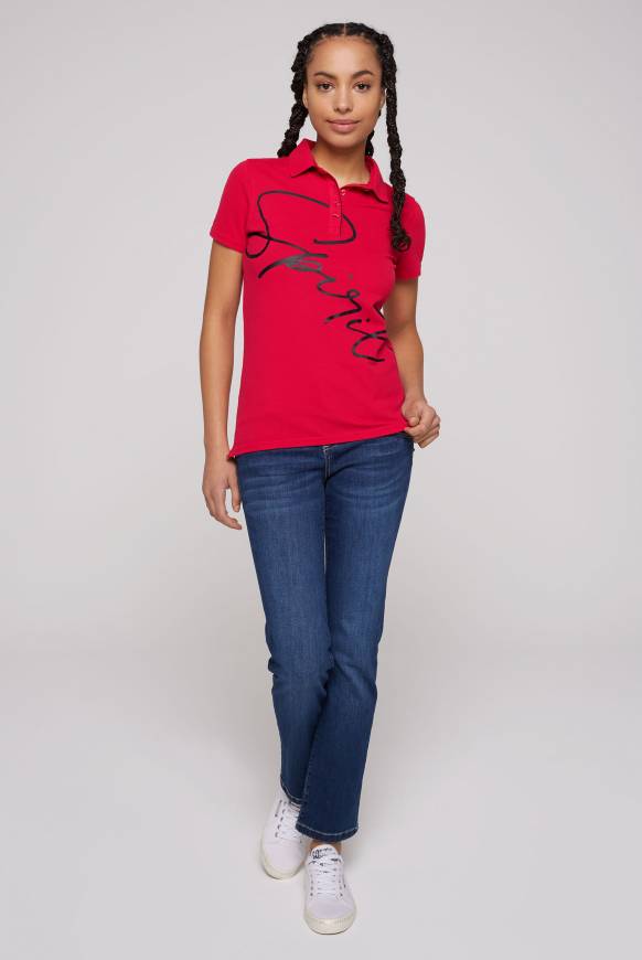 Soccx Poloshirt aus Pikee mit Label Print clear red XS zollfrei