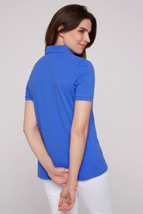 Soccx Poloshirt aus Pikee mit Glitter Print deep sky Rabatte dieses Monats