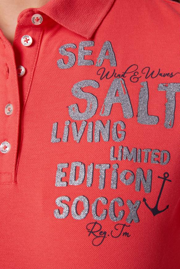 Soccx Poloshirt aus Pikee mit Glitter Print skipper red Online
