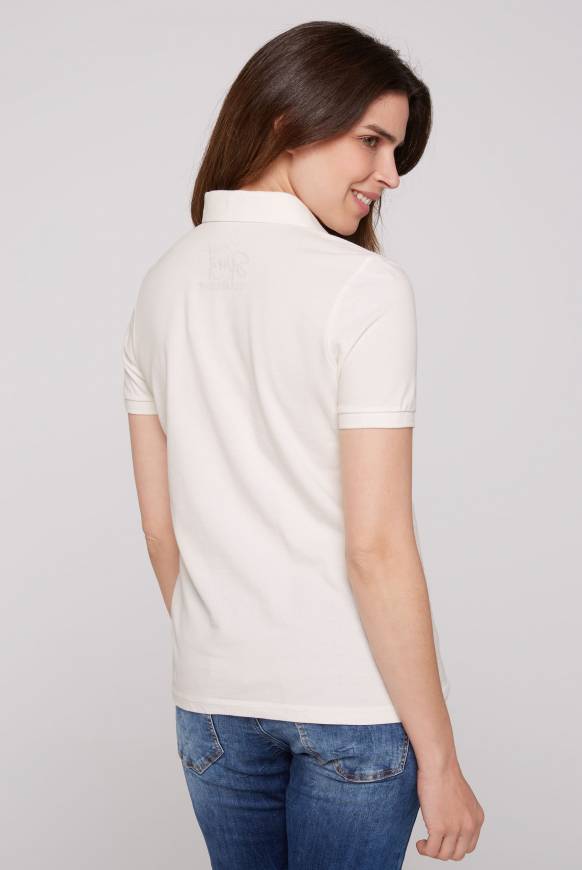 Soccx Poloshirt aus Pikee mit Glitter Print ivory Outlet