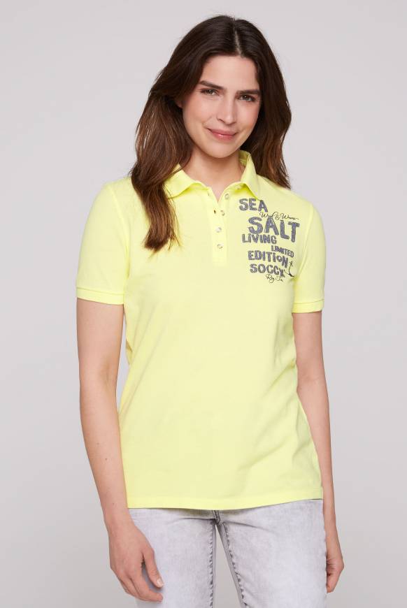 Soccx Poloshirt aus Pikee mit Glitter Print sunlight Auslauf