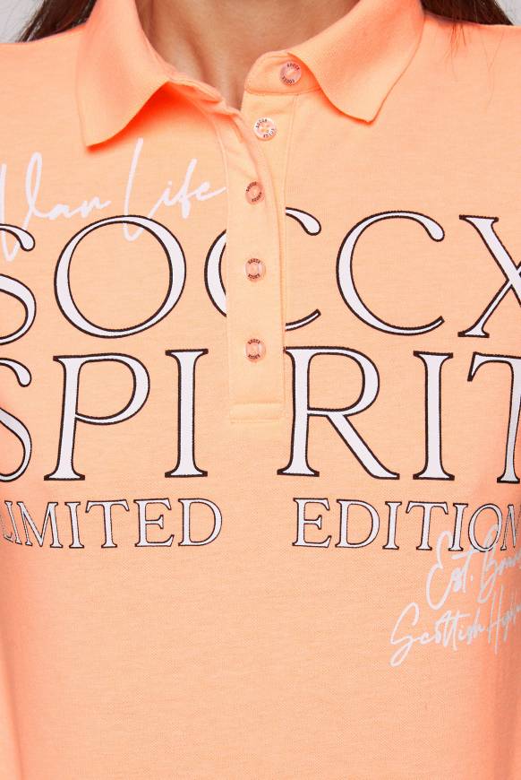 Soccx Kurzarmpolo aus Pikee mit Logo Print speed orange L Verkauf